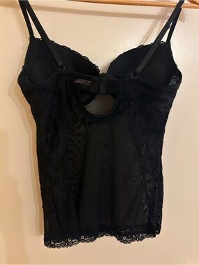Native Black Lace Sheer Chemise with Bow Accent